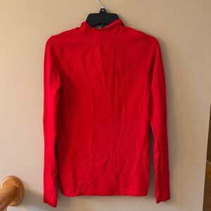 Athleta Red Long-Sleeve Top with fitted hood.